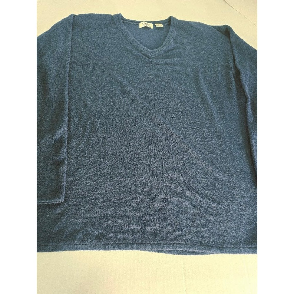Cherry Webb V Neck Long Sleeve Cozy Knit Sweater Topโ Women's XL Navy Blue